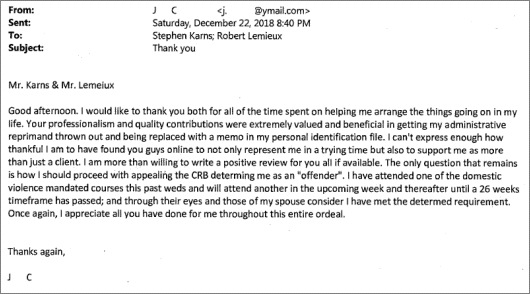 Client testimonial